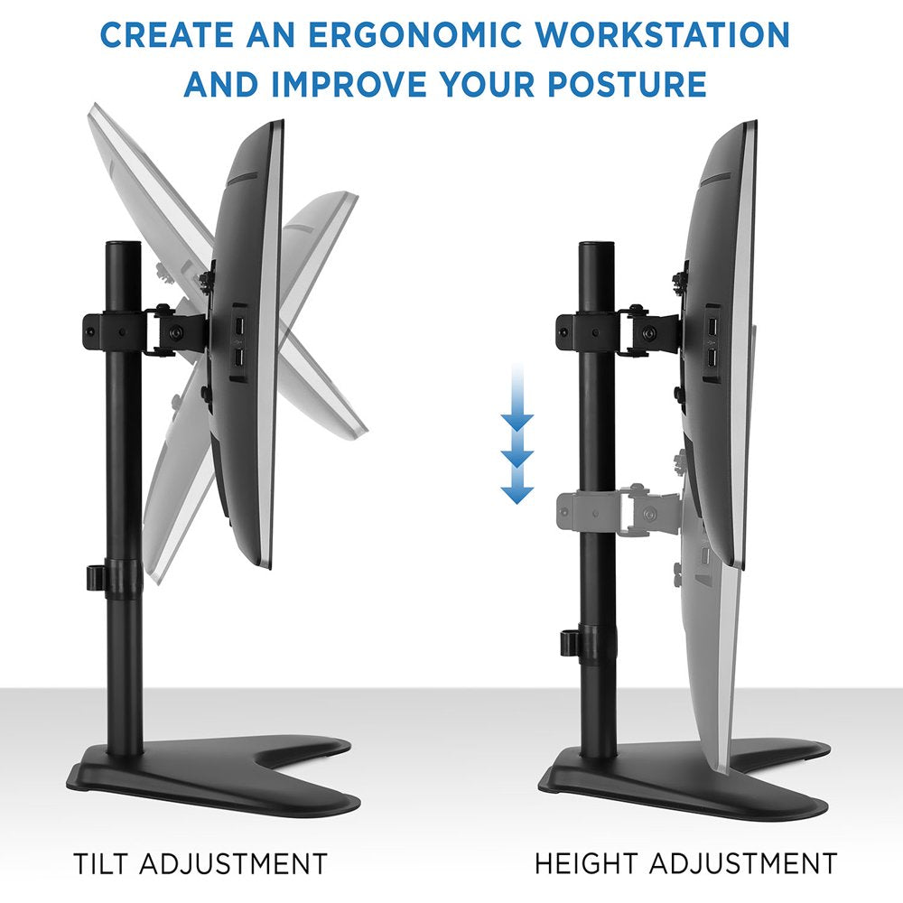 Free Standing Single Monitor Desk Stand, Fits Screens up to 32 In. Support up to 17.6 Lbs.