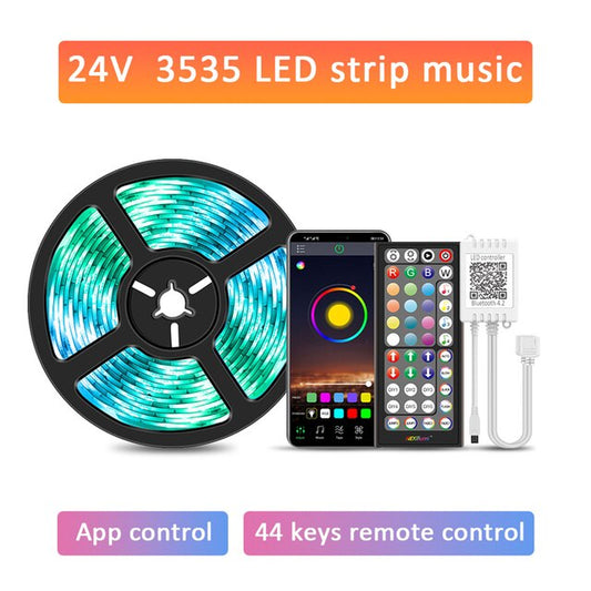 (EU Plug) LED Strip Light RGB 5050 Music Sync Color Changing Sensitive Built-In Mic, App LED Lights DC12V Flexible
