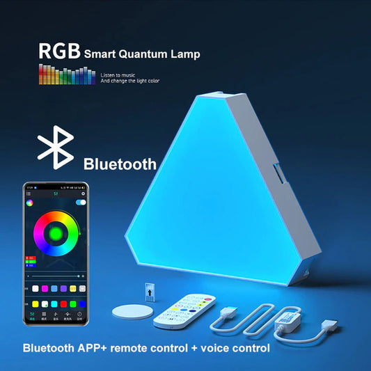 LED/RGB Triangular Quantum Wall Lamp Smart Pickup with rhythm background
