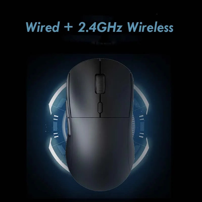  AJ199 Wireless 2.4GHz + Wired Gaming Mouse PAW3395, designed for optimal performance with gaming laptops and PCs